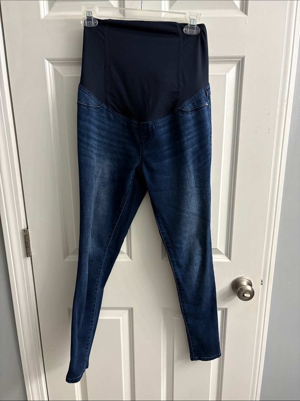 Isabel Maternity by Ingrid & Isabel Dark Blue Jeggings with Black Overbump Panel